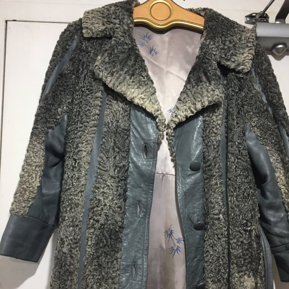 VINTAGE HD PERSIAN CURLY LAMB FUR LEATHER COATS SIZE S